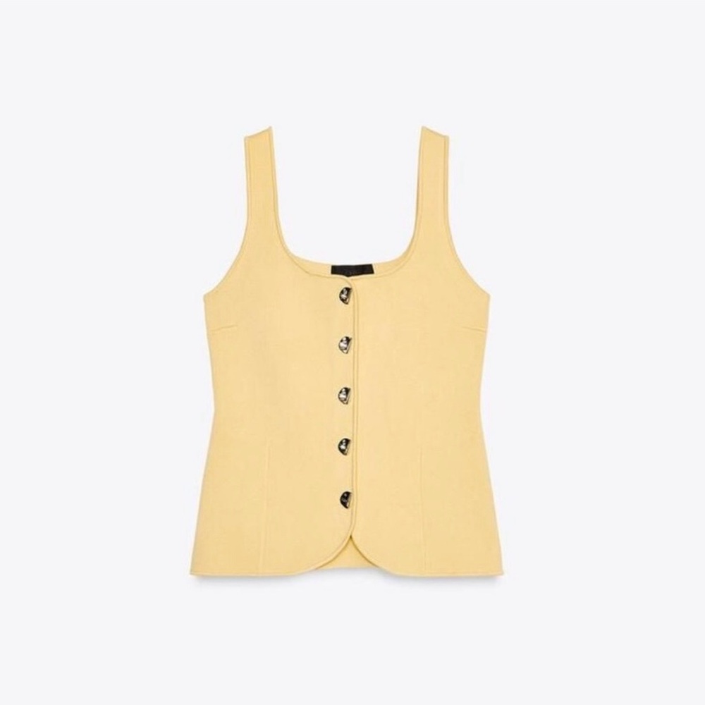 Yellow Button-Front Women's Top